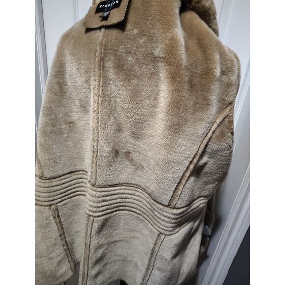 Braetan Jacket Camel Faux Suede Round Collar Faux Fur Lined Pockets Plus Sz30/32 - Picture 10 of 13